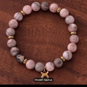 Taurus Pink Zodiac Bracelet with Gold Accent
